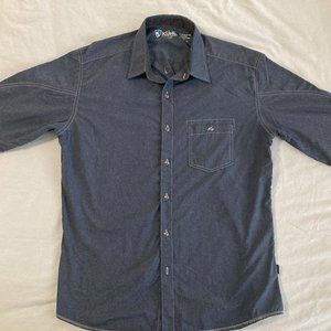 Kuhl Lightweight Quickdrying Dark Blue Long Sleeve Button-Up Shirt